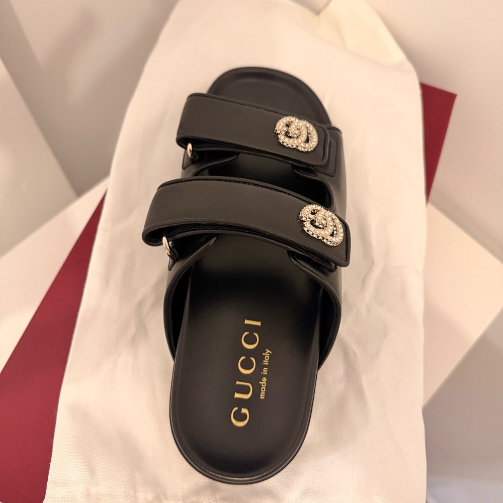 Gucci Sandals Black Crystal Double G - Picture 5 of 9
